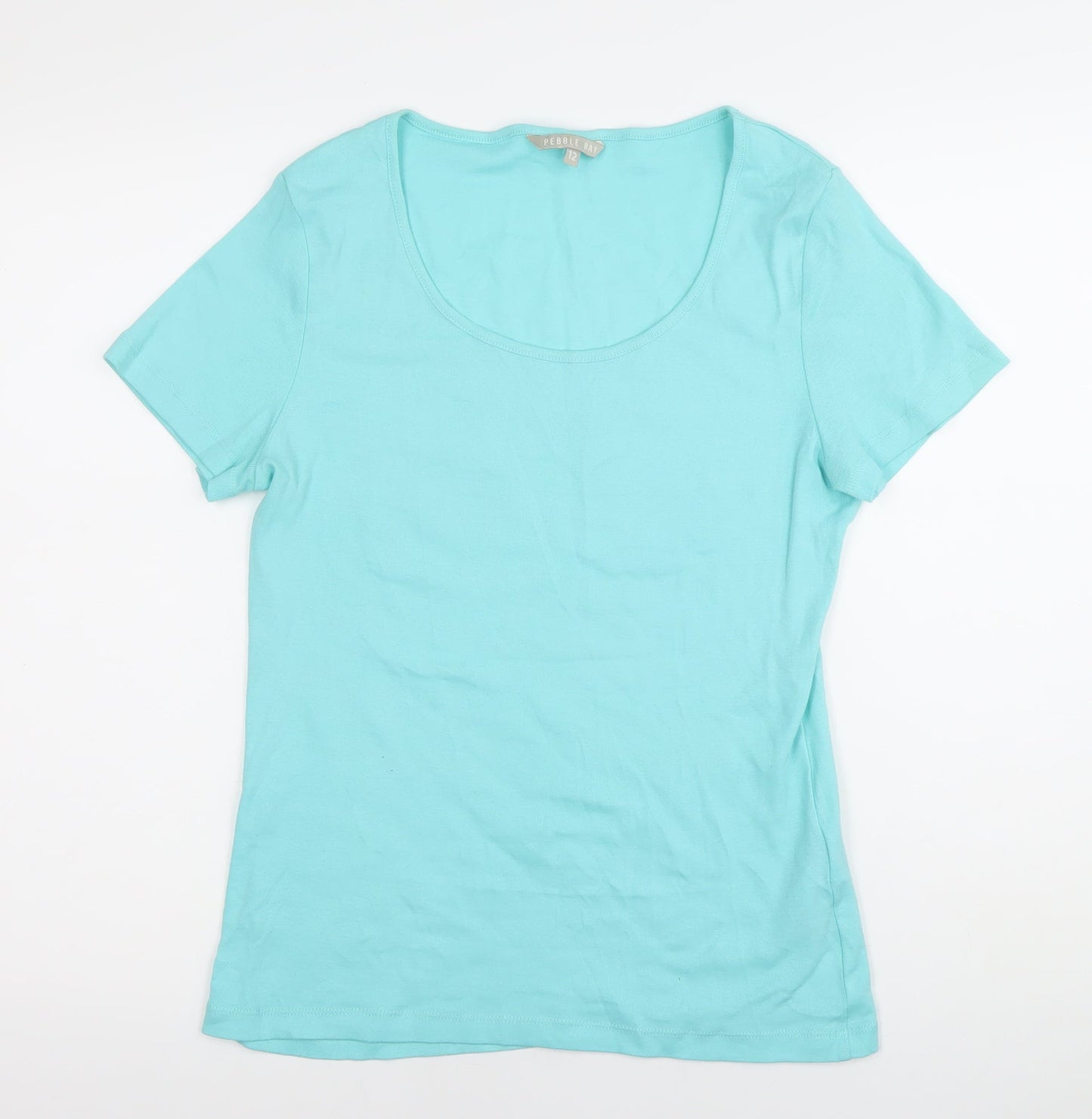 Pebble Bay Womens Blue Size 12 Short Sleeve Scoop Neck Cotton T-Shirt