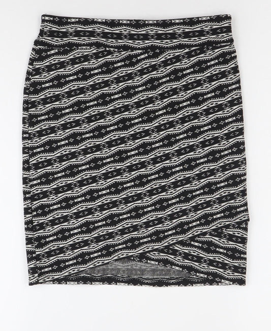 Stradivarius Women’s Black Aztec Print Stretch Pencil Skirt S