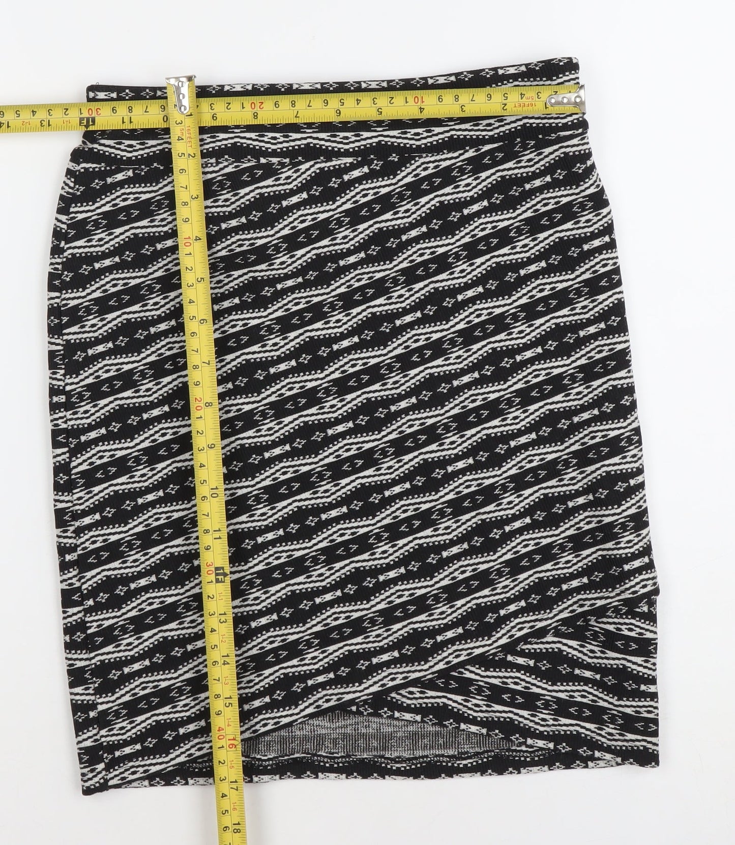 Stradivarius Women’s Black Aztec Print Stretch Pencil Skirt S