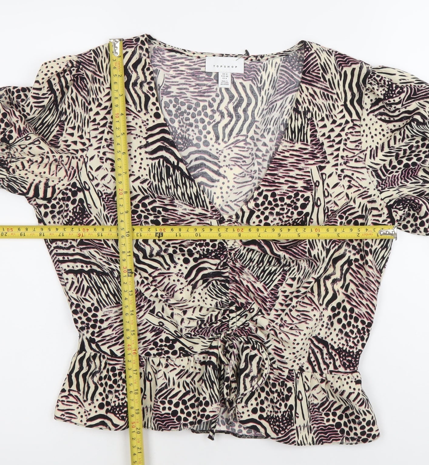 Topshop Women’s Multicoloured Animal Print Wrap Blouse Size 12