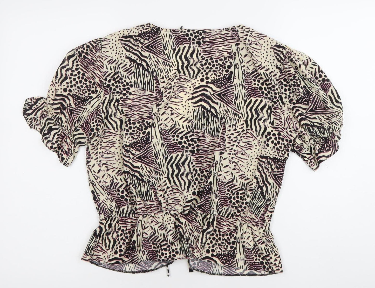 Topshop Women’s Multicoloured Animal Print Wrap Blouse Size 12