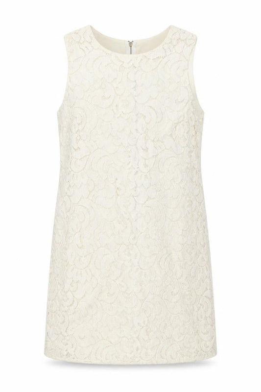 Oasis Women Ivory Lace Shift Dress Size 10 Knee Length Wedding Party