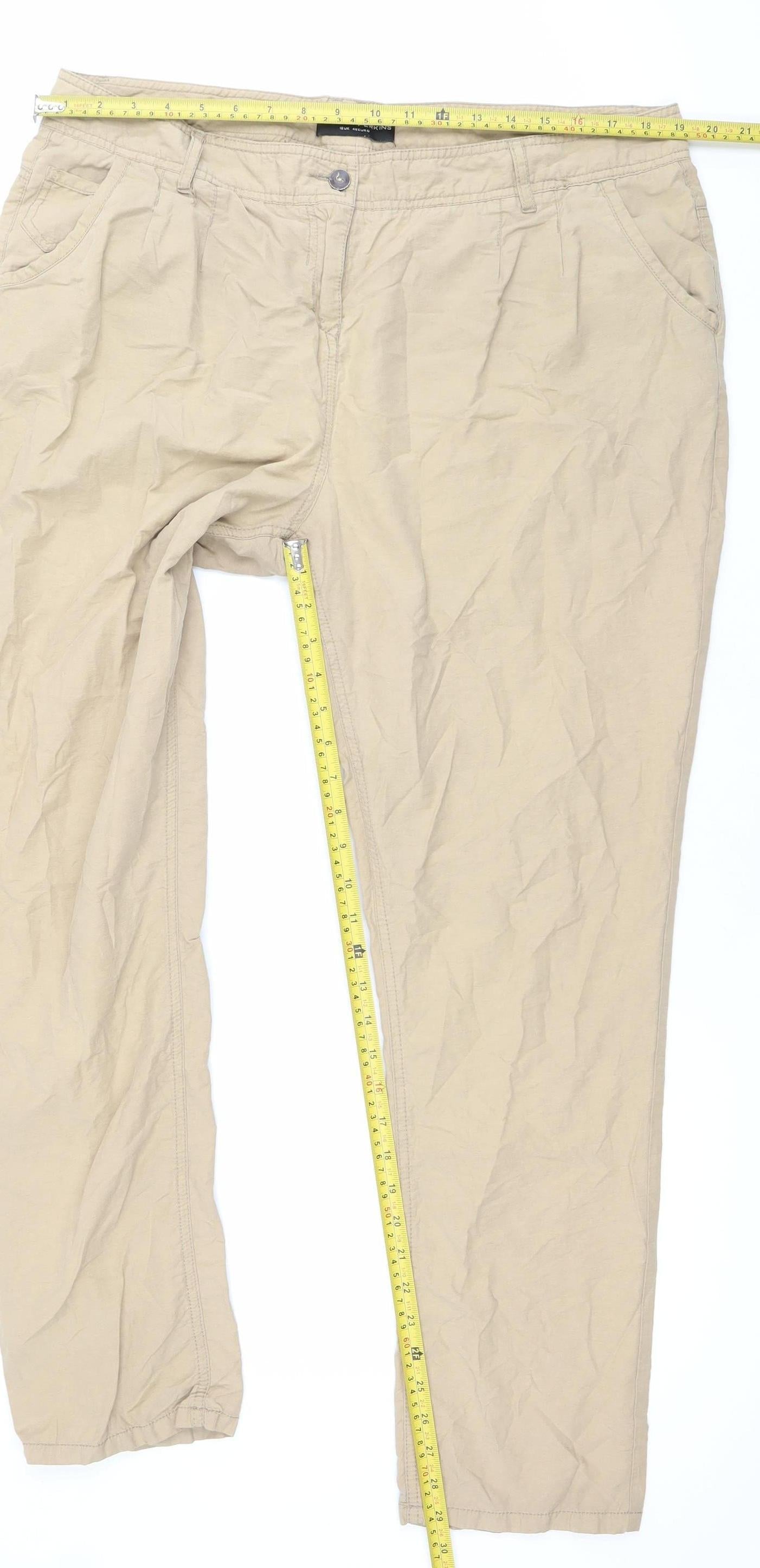 Dorothy Perkins Womens Beige Size 18 Chino Straight Trousers