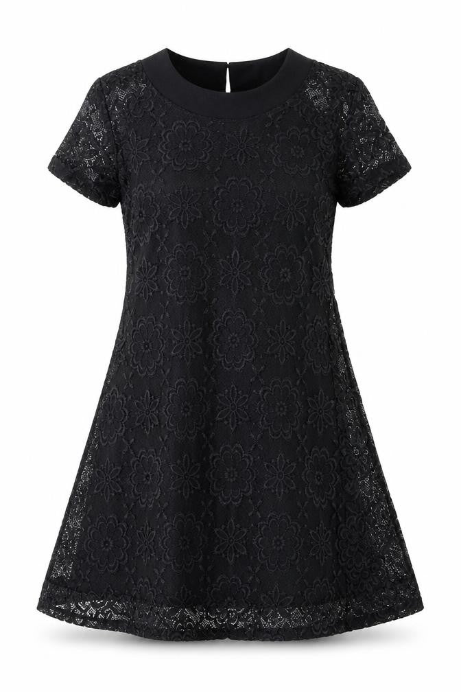 Izabel London Womens Black Lace Floral A-Line Dress Size 8