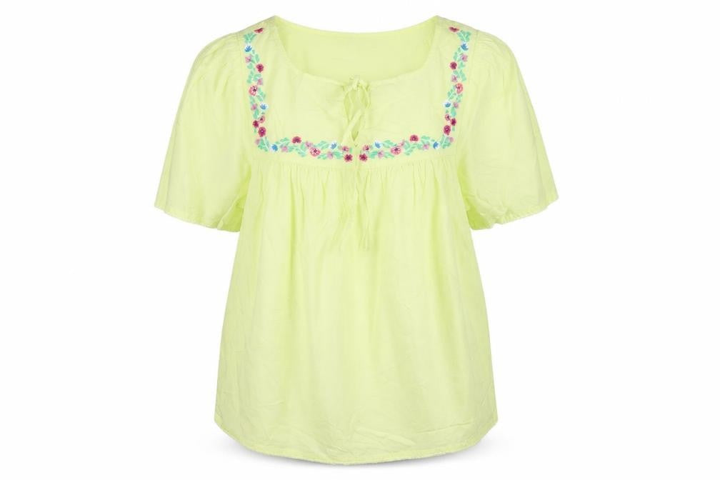 Marks & Spencer Womens Yellow Floral Embroidered Tunic Blouse Size 10