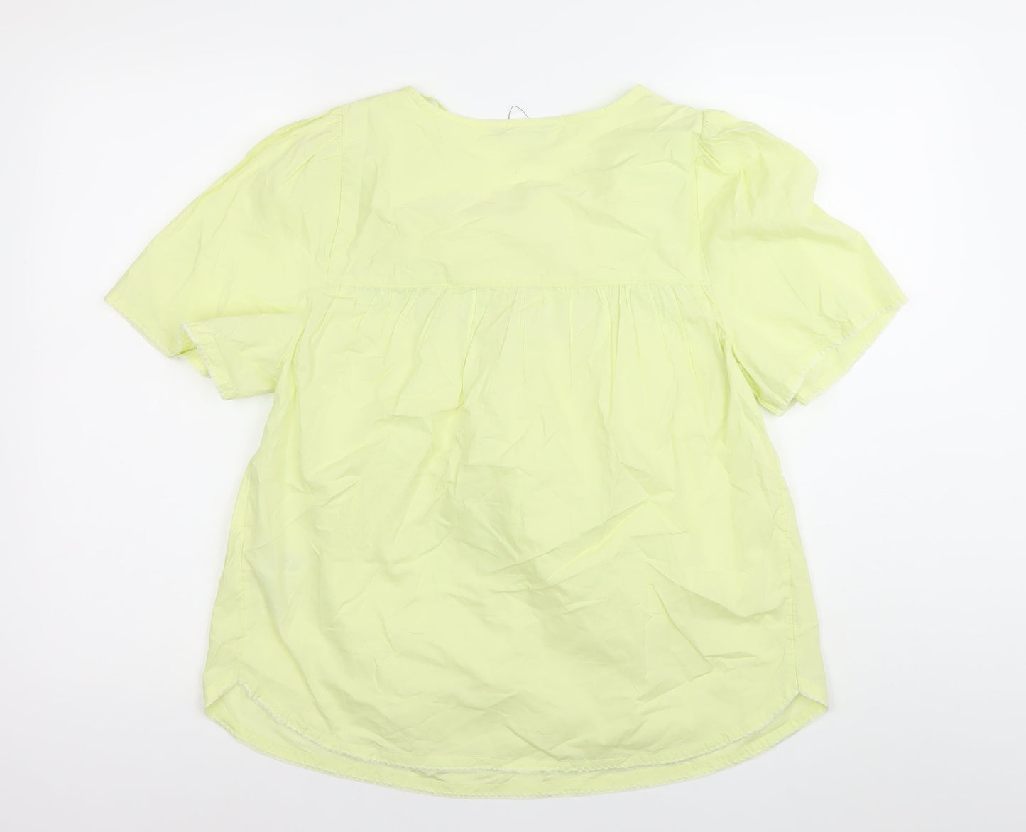 Marks and Spencer Womens Yellow Floral Embroidered Tunic Blouse Size 10