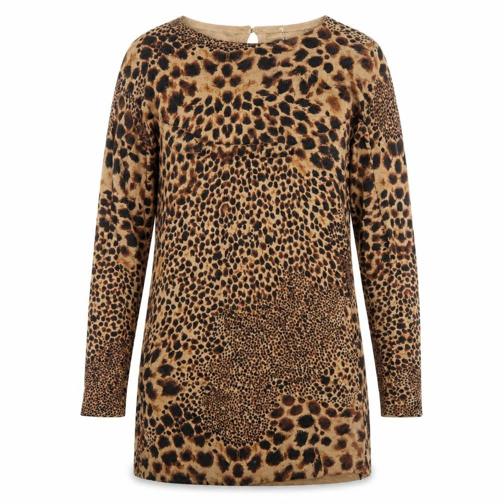 Next Womens Brown Leopard Print Tunic Jumper UK 12 Long Sleeve
