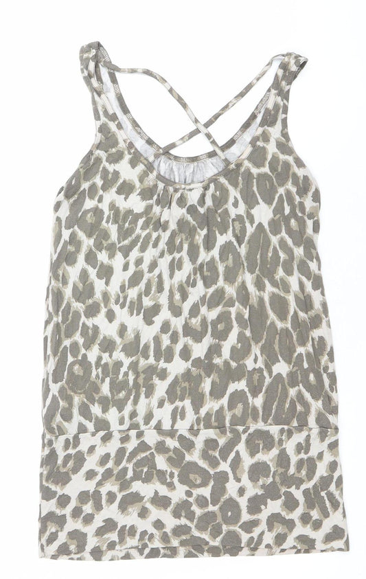 H&M Womens Leopard Animal Print Viscose Tank Top Size S