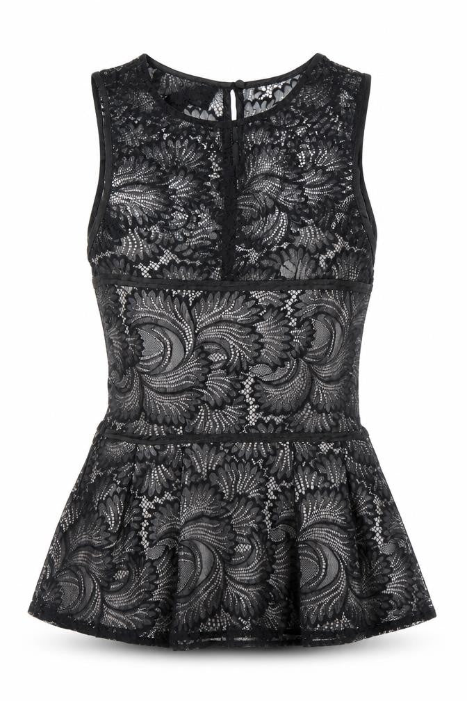 H&M Womens Black Lace Sleeveless Camisole Blouse Size 8 Party Top
