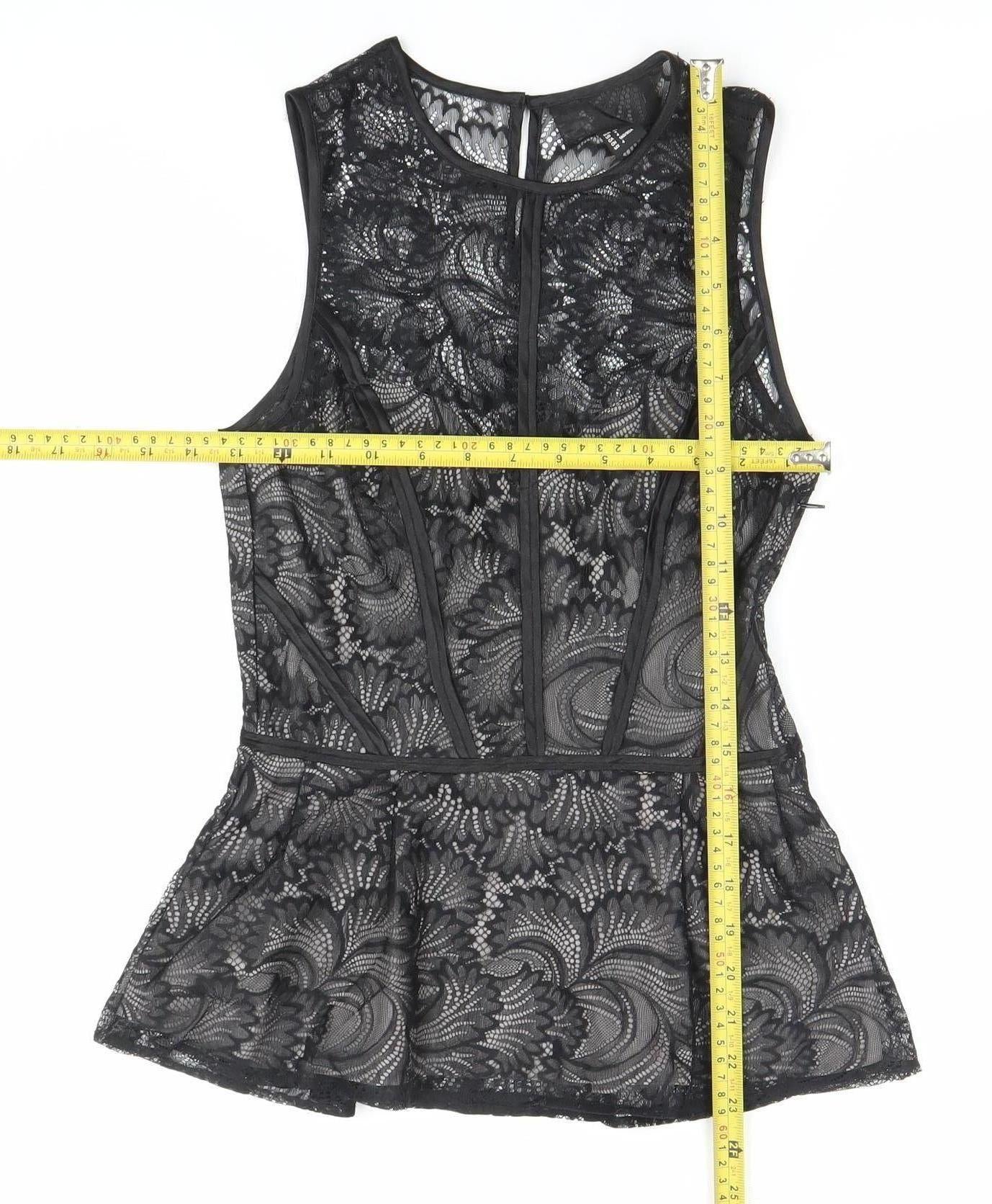 H&M Womens Black Lace Sleeveless Camisole Blouse Size 8 Party Top