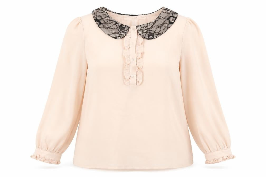 XXI Women's Pink Polyester Chiffon Blouse Size S Collared Ruffle