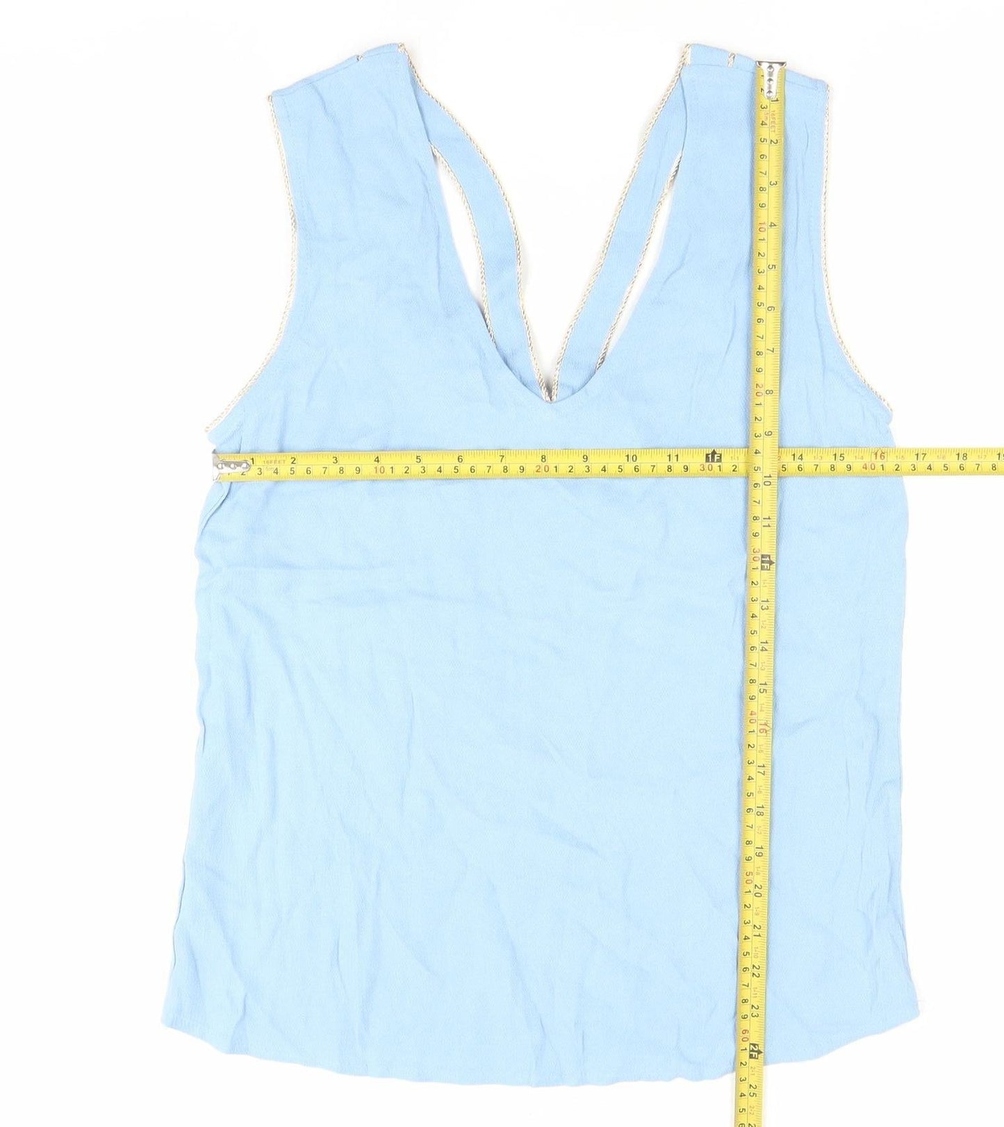 Grace & Mila Womens Blue Sleeveless V-Neck Tank Top M