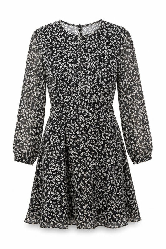 Zara Women Black Floral Asymmetric Wrap Dress Size 12