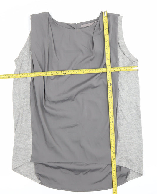 Yaya Women Grey Sleeveless Blouse Size 10 Boat Neck Polyester