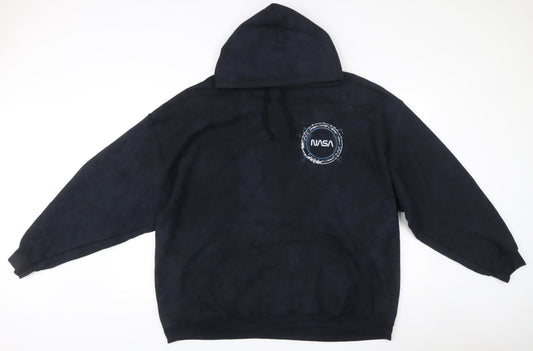 NASA Men's Black Pullover Hoodie Sweatshirt M Logo Space Graphic