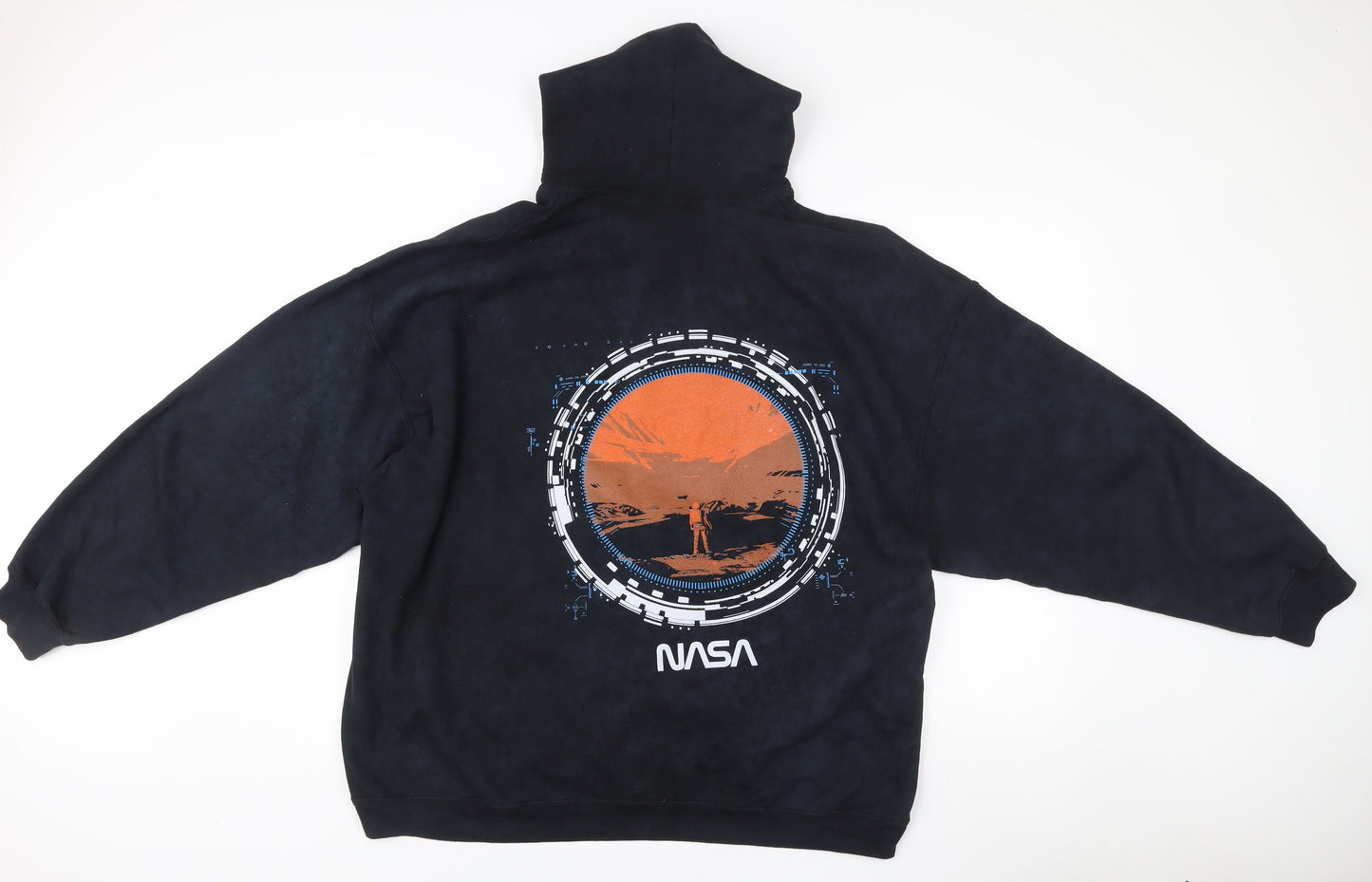 NASA Men's Black Pullover Hoodie Sweatshirt M Logo Space Graphic