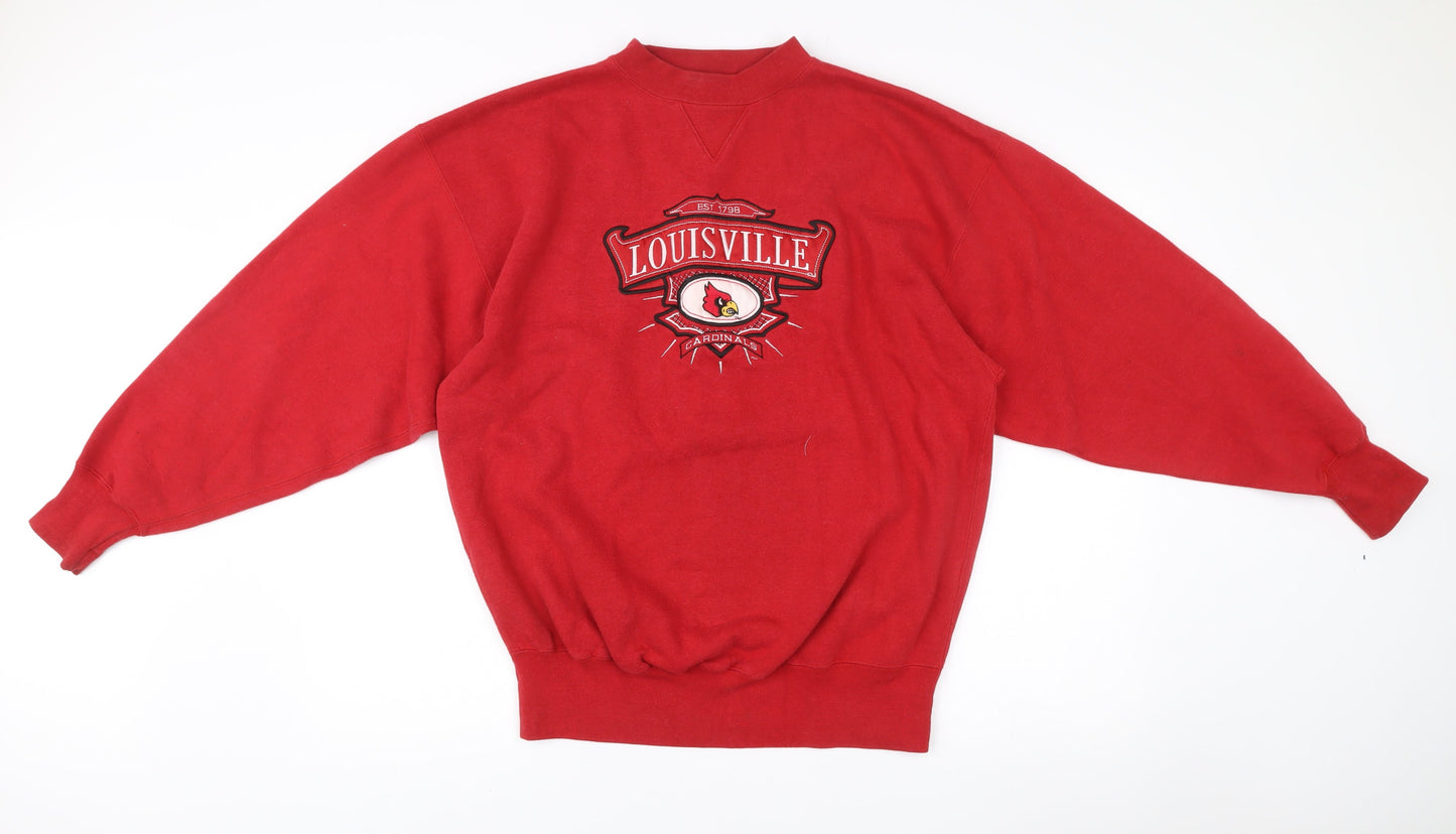 Midwest Embroidery Mens Red Louisville Sweatshirt Size L Vintage