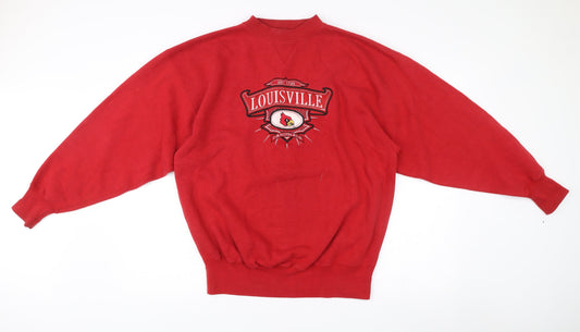Midwest Embroidery Mens Red Louisville Sweatshirt Size L Vintage