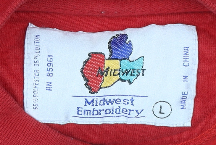 Midwest Embroidery Mens Red Louisville Sweatshirt Size L Vintage