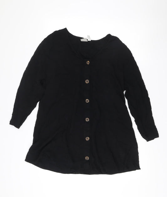ASOS Women’s Black Viscose Shirt Dress UK 10 Long Sleeve
