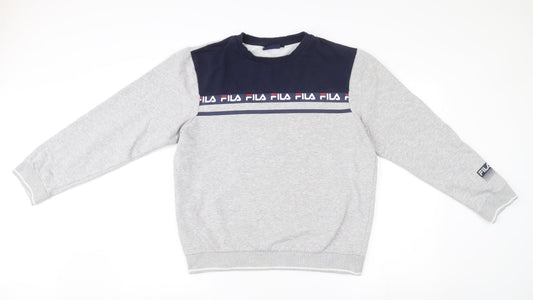 Fila Men’s Grey Sweatshirt M Crew Neck Logo Pullover Sportswear