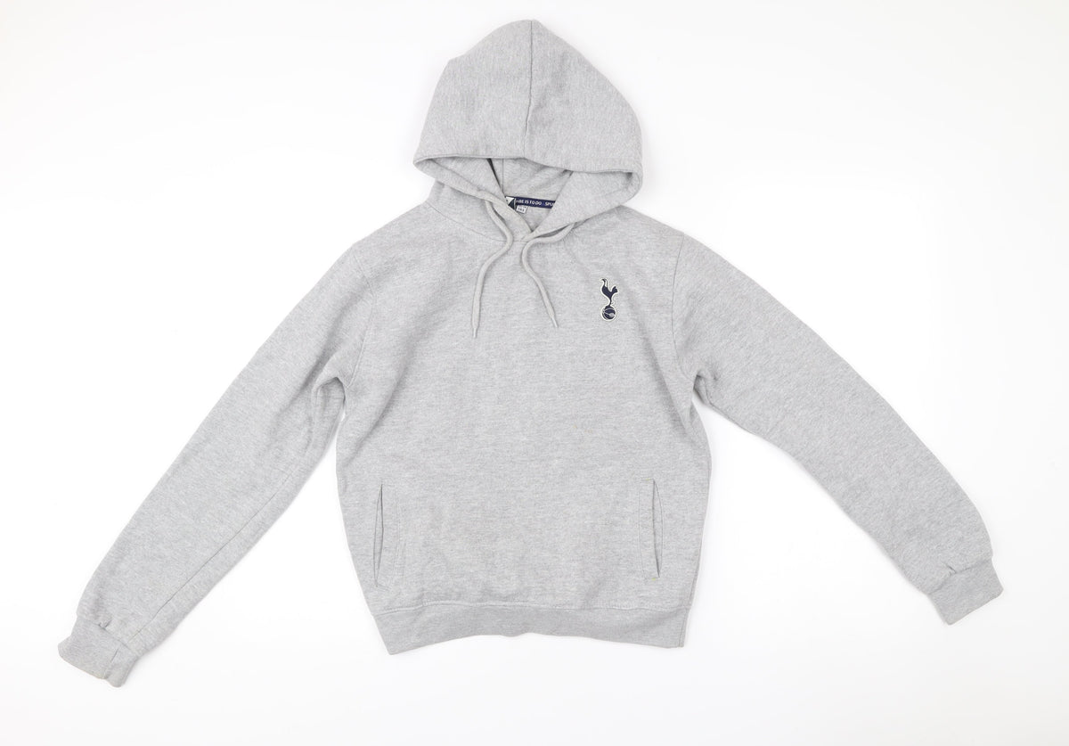 Tottenham Hotspur Boys Grey Pullover Hoodie 13-14 Years Cotton Blend