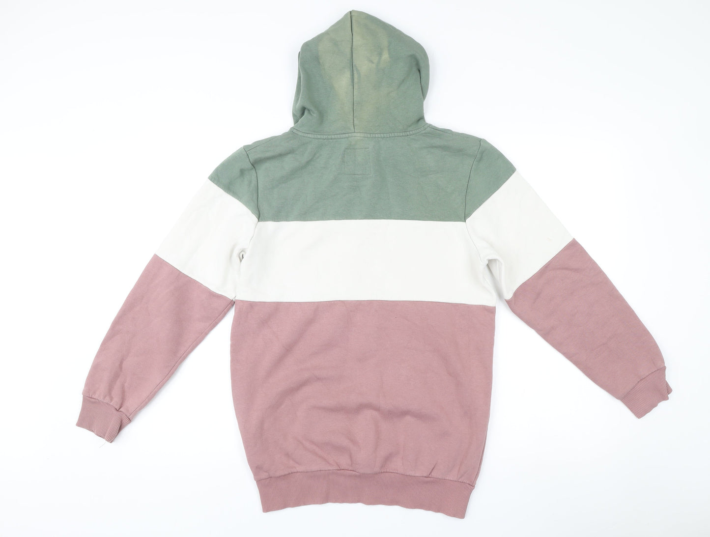 Next Men’s Pullover Hoodie Green White Pink Striped Size S Regular Fit
