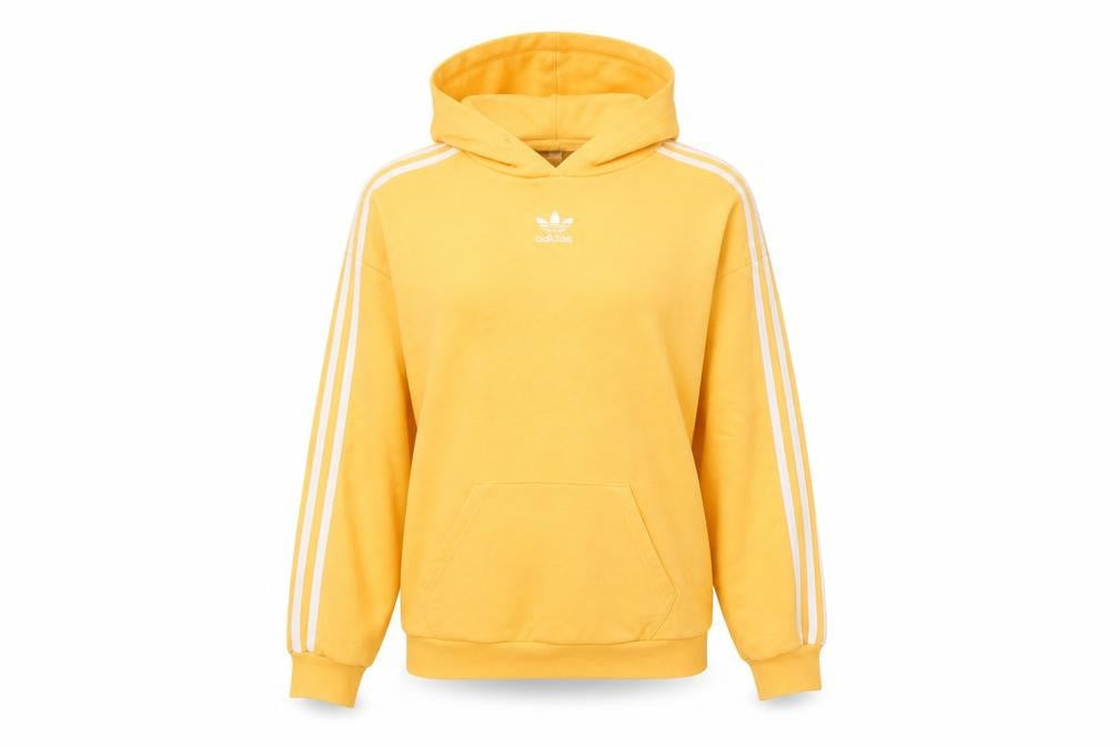 Adidas Womens Yellow Pullover Hoodie UK 10 Small Cotton Blend