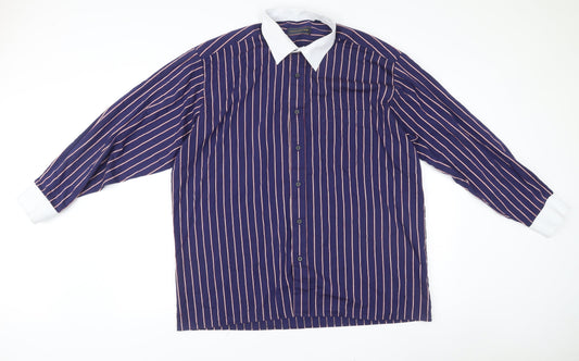Peter England Men's Blue Striped Dress Shirt 17.5/44cm Long Sleeve Formal