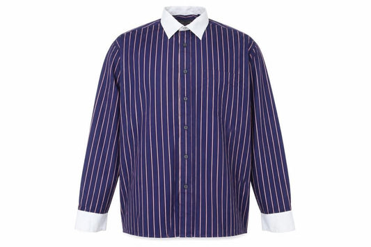 Peter England Men's Blue Striped Dress Shirt 17.5/44cm Long Sleeve Formal