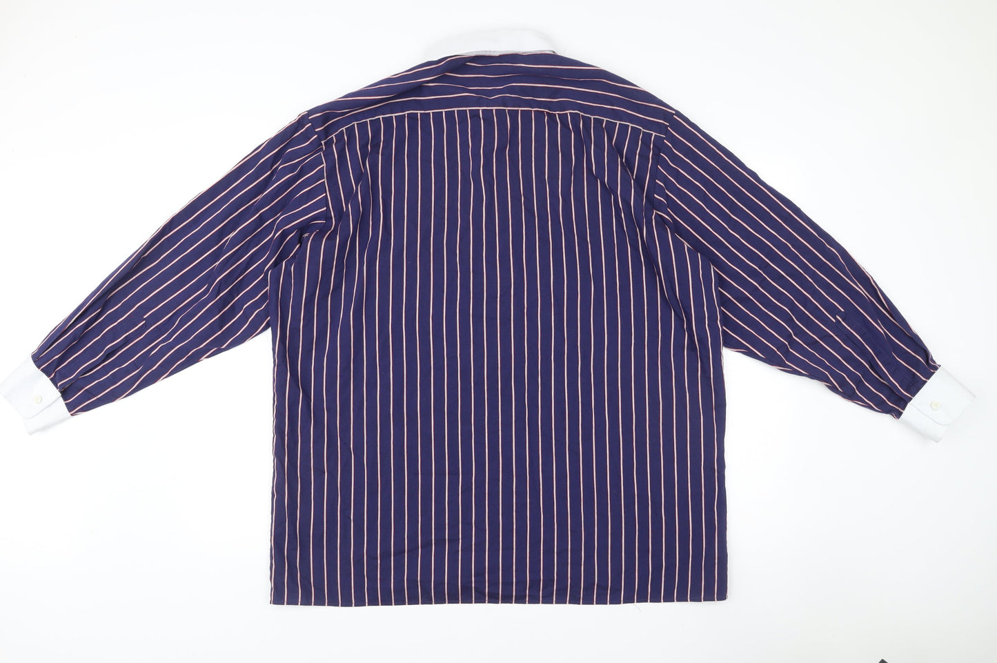 Peter England Men's Blue Striped Dress Shirt 17.5/44cm Long Sleeve Formal