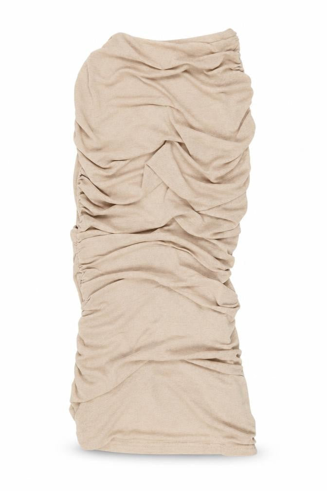 PRETTYLITTLETHING Womens Beige Ruched Bodycon Midi Dress UK 10