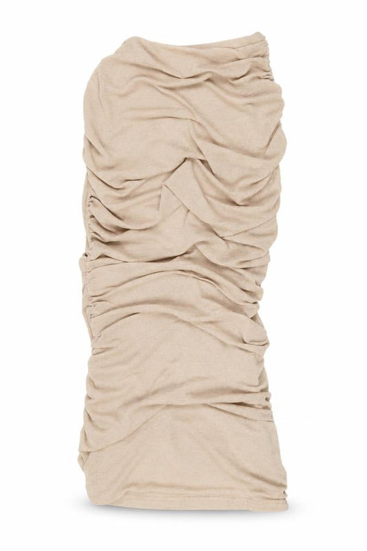 PRETTYLITTLETHING Womens Beige Ruched Bodycon Midi Dress UK 10