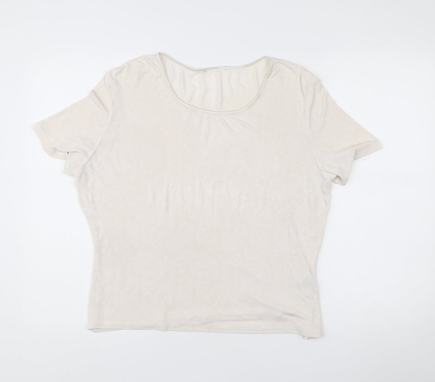 Marks and Spencer Women’s Ivory Paisley Scoop Neck T-Shirt UK 18