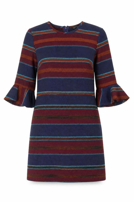 Topshop Women Multicoloured Striped Shift Dress Size 14
