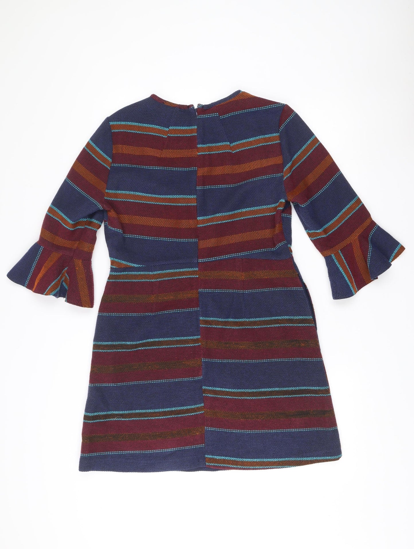 Topshop Women Multicoloured Striped Shift Dress Size 14