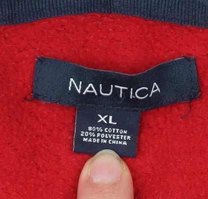 Nautica Women’s Red Full Zip Hoodie XL Cotton Blend Logo