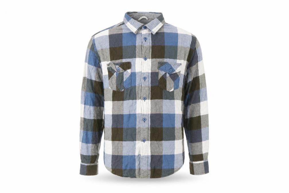 Mossimo Supply Co Men’s Blue Checked Cotton Button-Up Shirt L