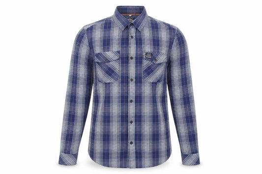 Threadbare Men's Blue Check Long Sleeve Button-Up Shirt L Regular Fit