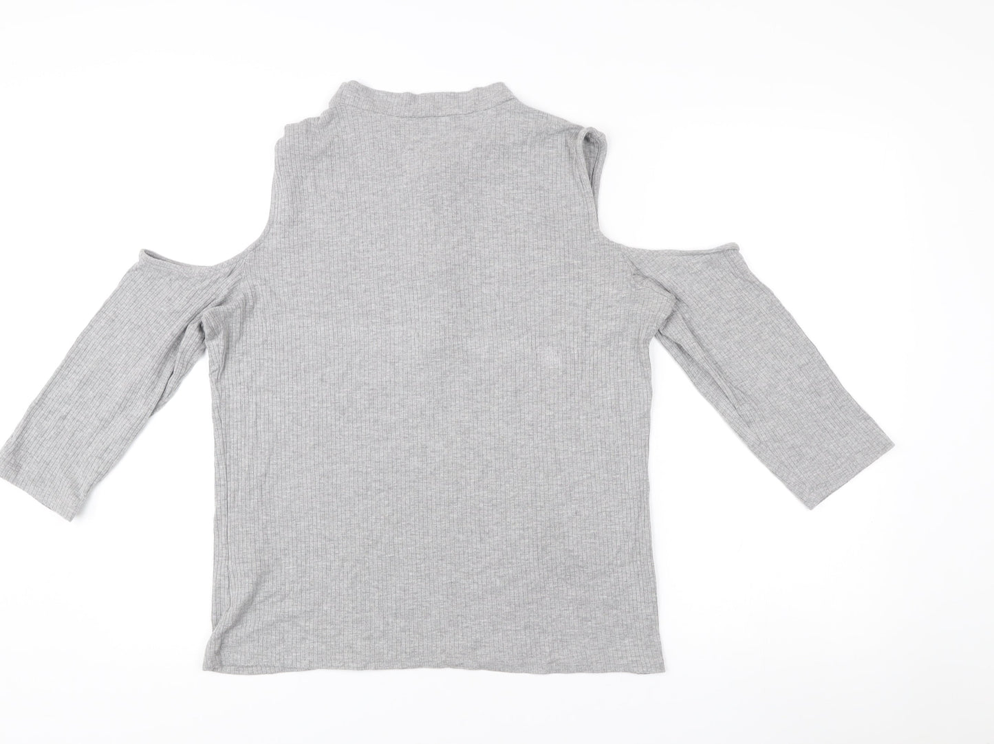 Vero Moda Women’s Grey XL Mock Neck Cold Shoulder Zip Top