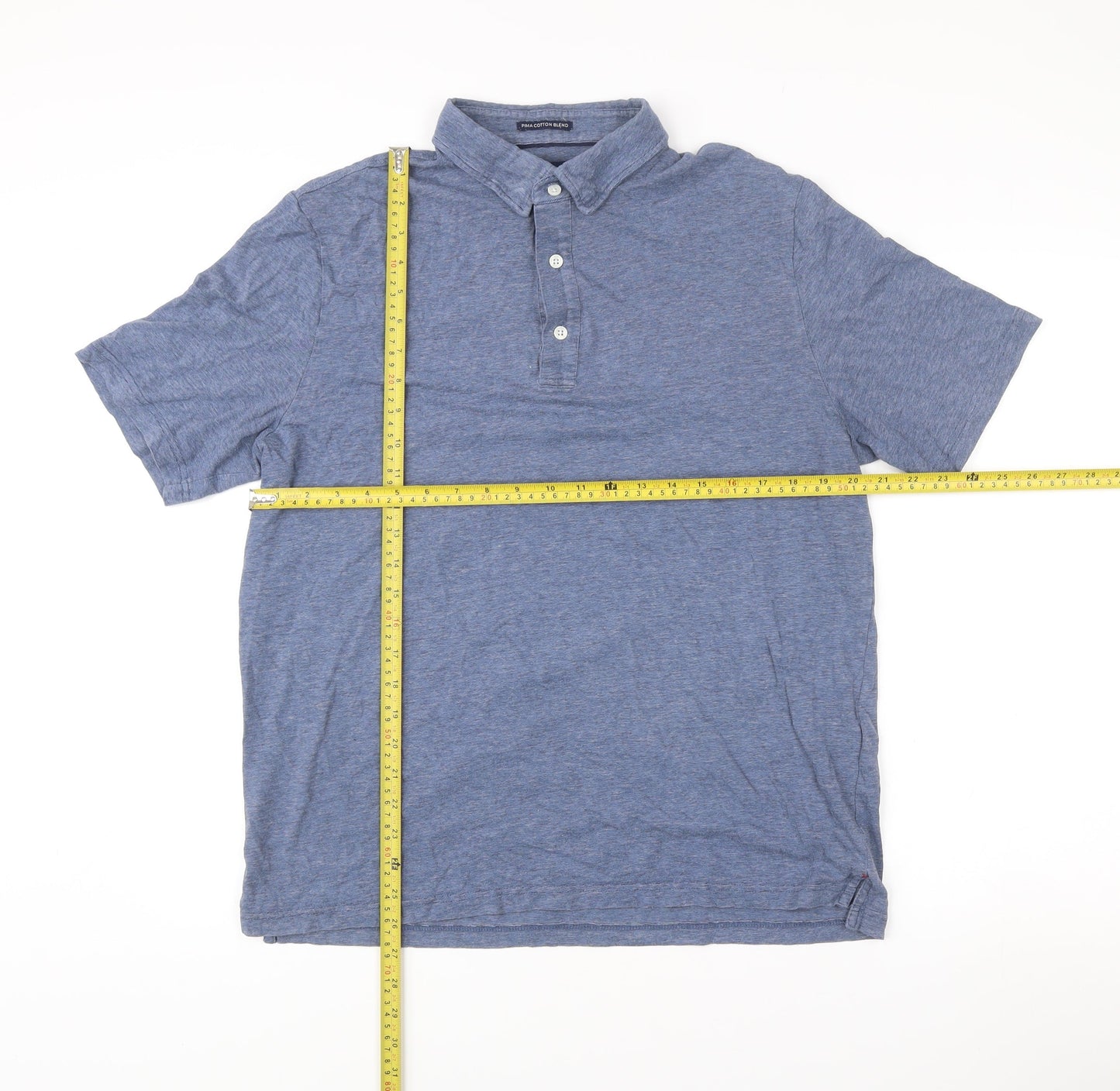JACHS New York Men's Blue Cotton Blend Polo Shirt Size L