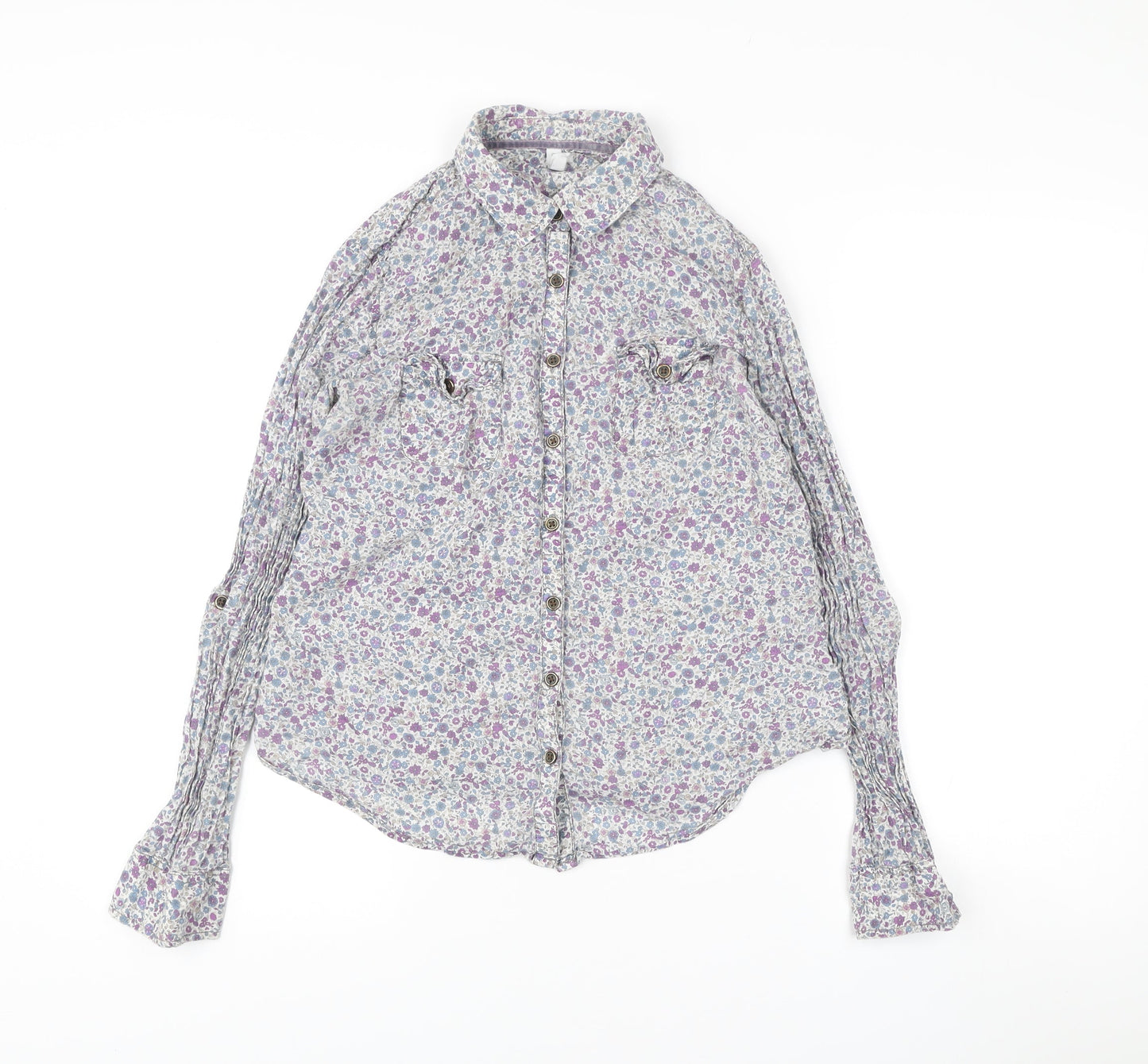 Marks and Spencer Womens Multicoloured Floral Button-Up Shirt UK 10