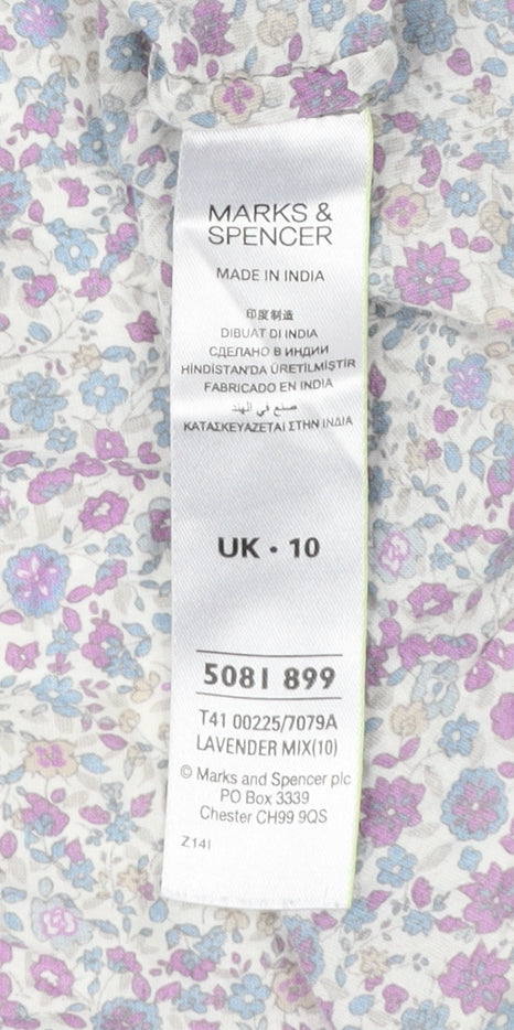 Marks and Spencer Womens Multicoloured Floral Button-Up Shirt UK 10