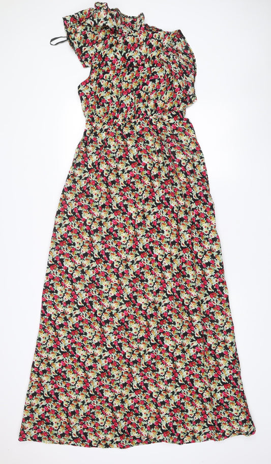 Lila Womens Multicoloured Floral Maxi One Shoulder Dress Size 10