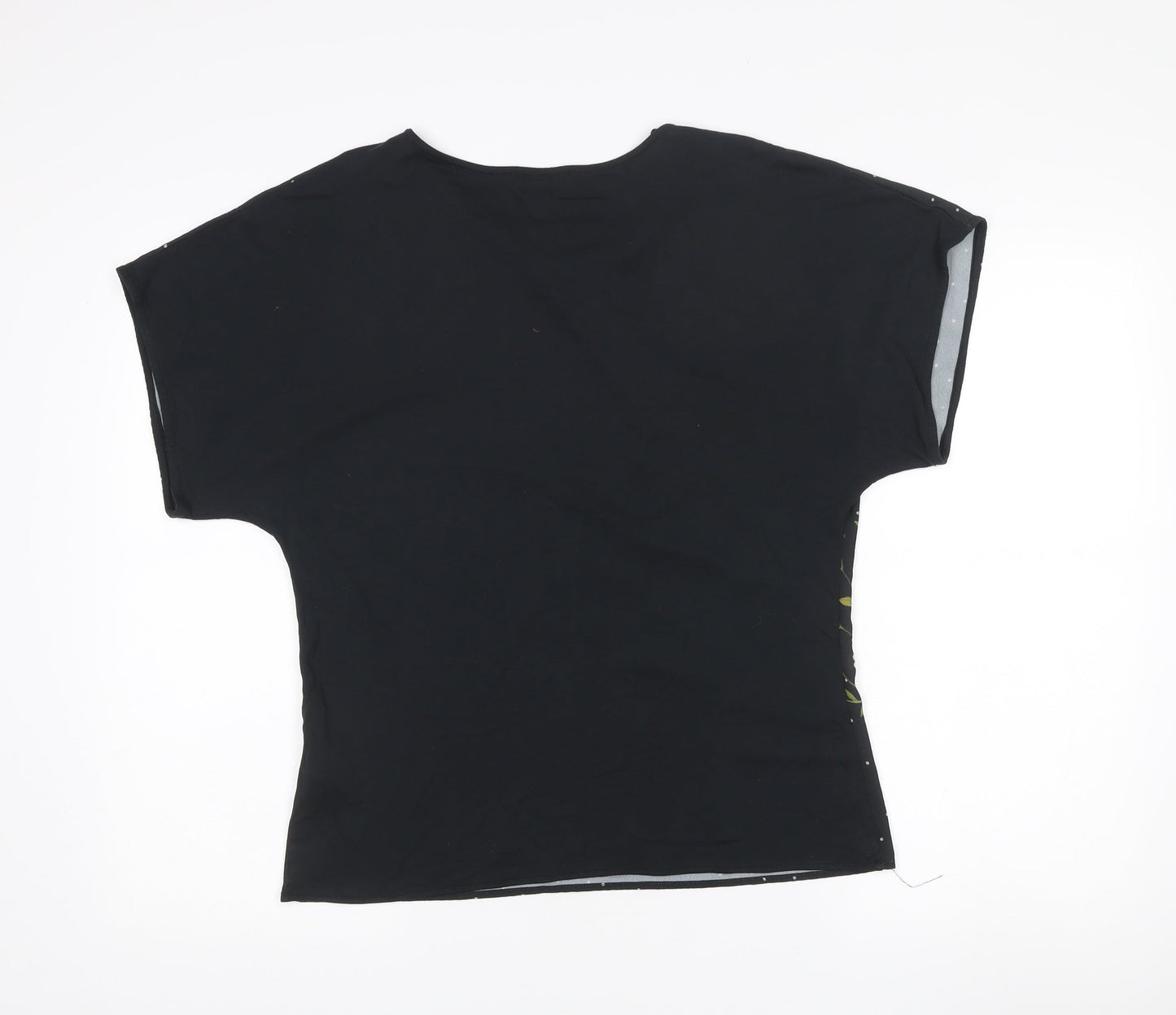 Marks and Spencer Per Una Women’s Black Floral Polka Dot Short Sleeve T-Shirt Size 10