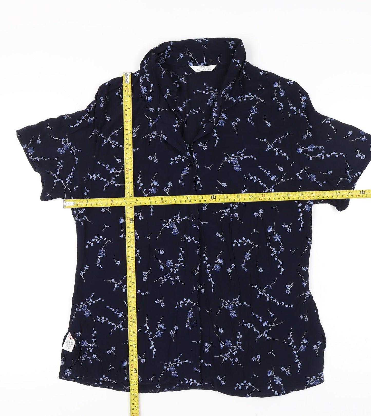 Marks & Spencer Women’s Blue Floral Button-Up Viscose Shirt UK 18