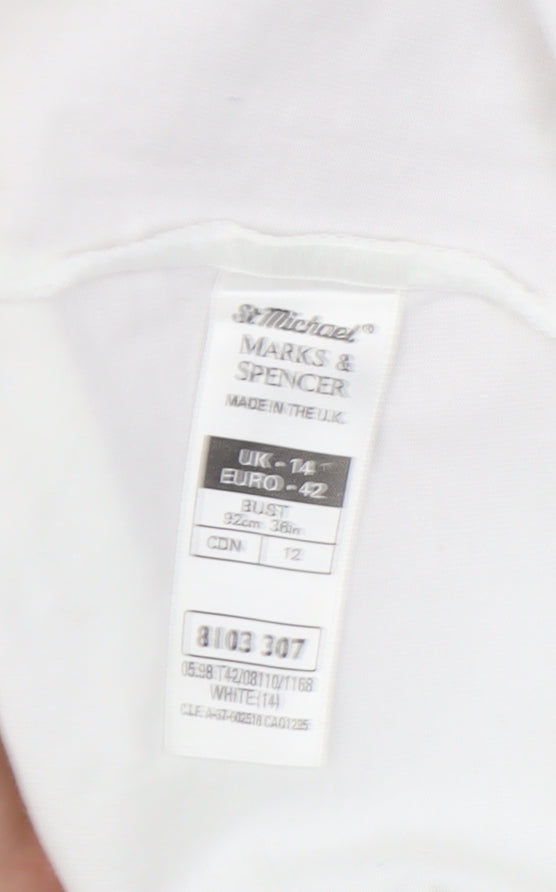 Marks and Spencer Women's White Sequin Floral T-Shirt UK 14