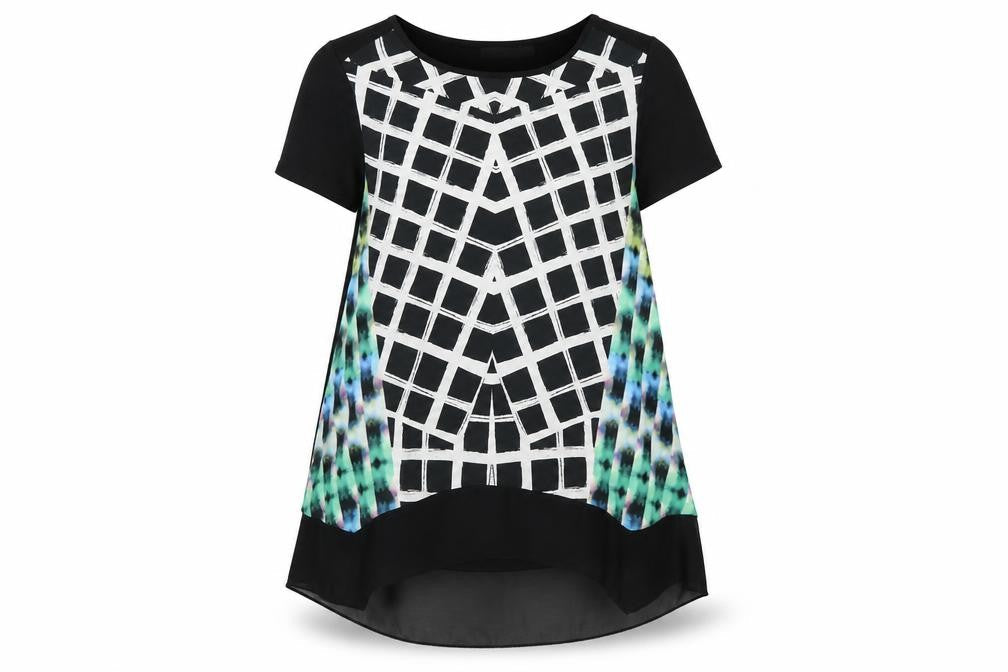 Ikiler Womens Black Multicoloured Tunic Blouse Size 12 Short Sleeve