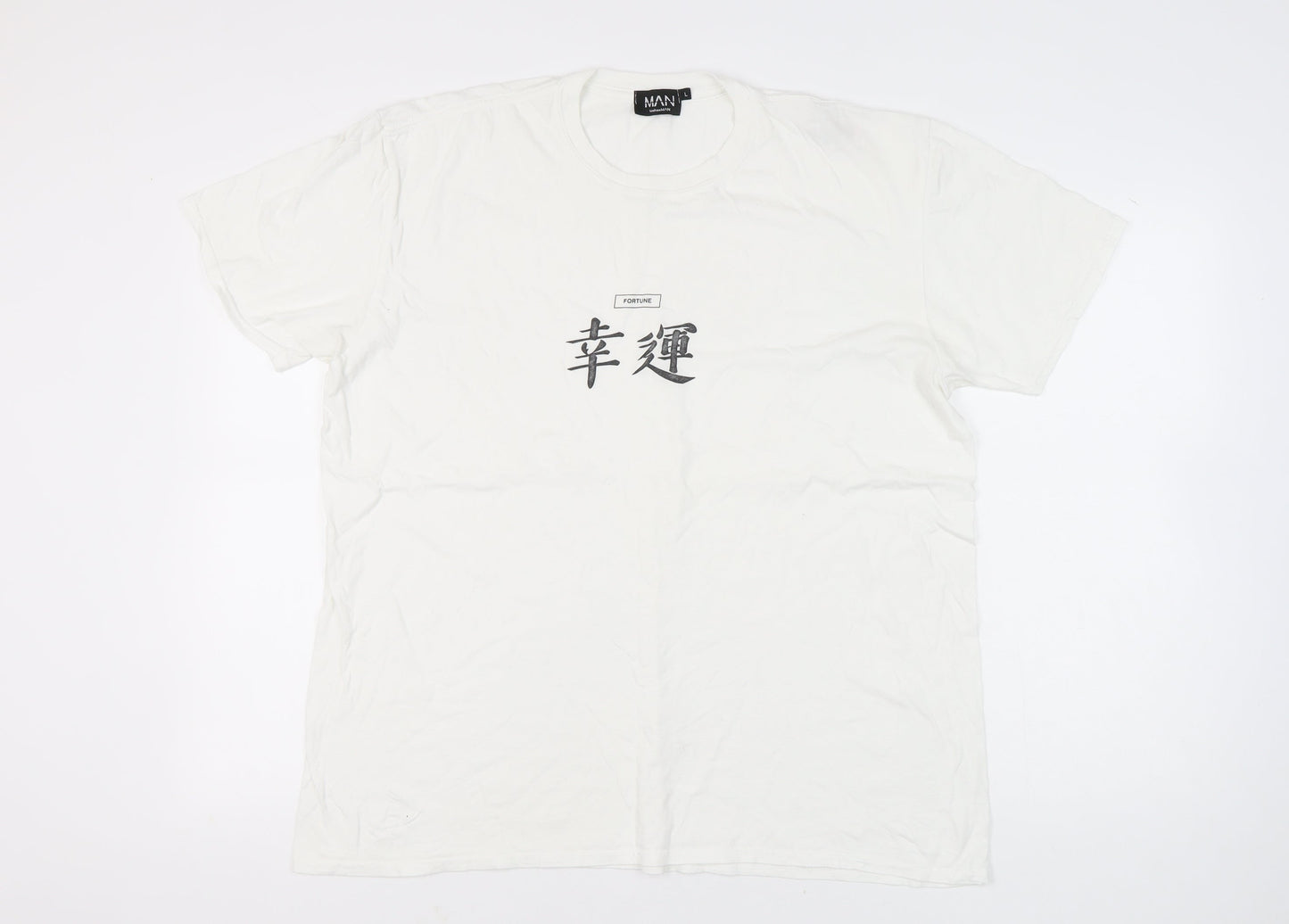 boohooMAN Men's White L Crew Neck Graphic Print T-Shirt