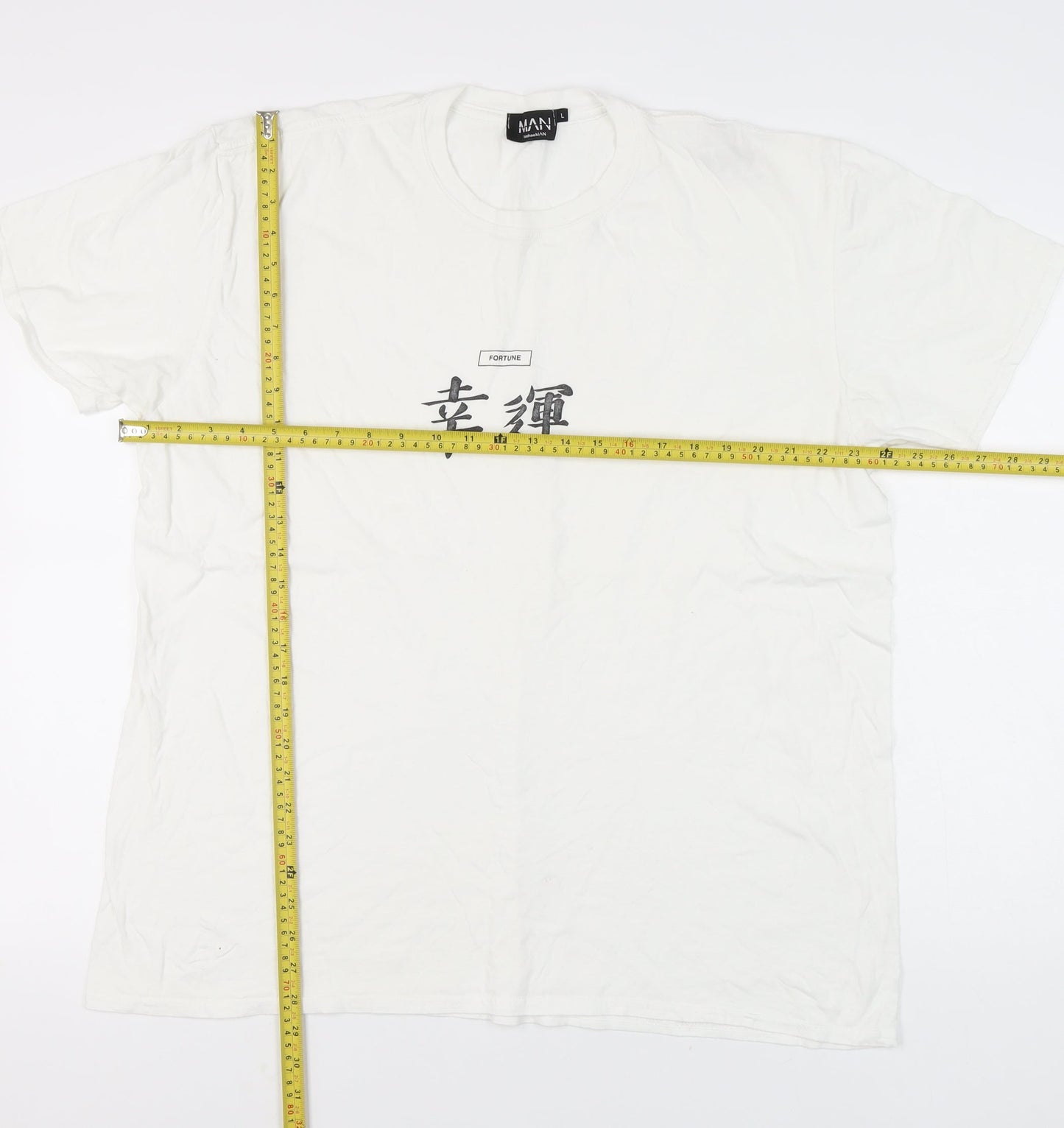boohooMAN Men's White L Crew Neck Graphic Print T-Shirt